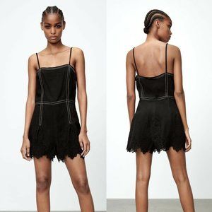 ZARA NWT Short Jumpsuit With Topstitching Black